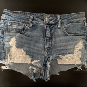 American Eagle Outfitters Blue Distressed Jean Shorts